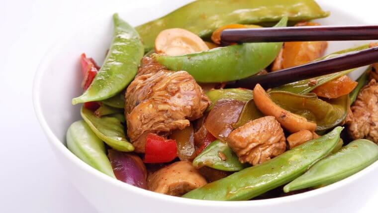 Cashew and snow pea stir fry